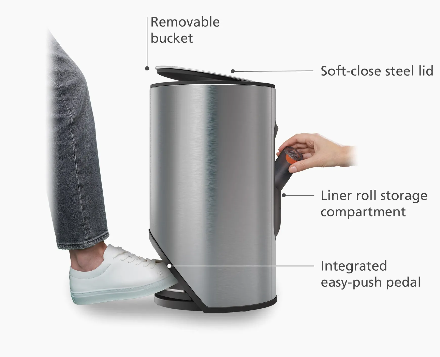 Joseph Joseph Arc™ 10L Easy-push Pedal Trash Can- Trash Cans