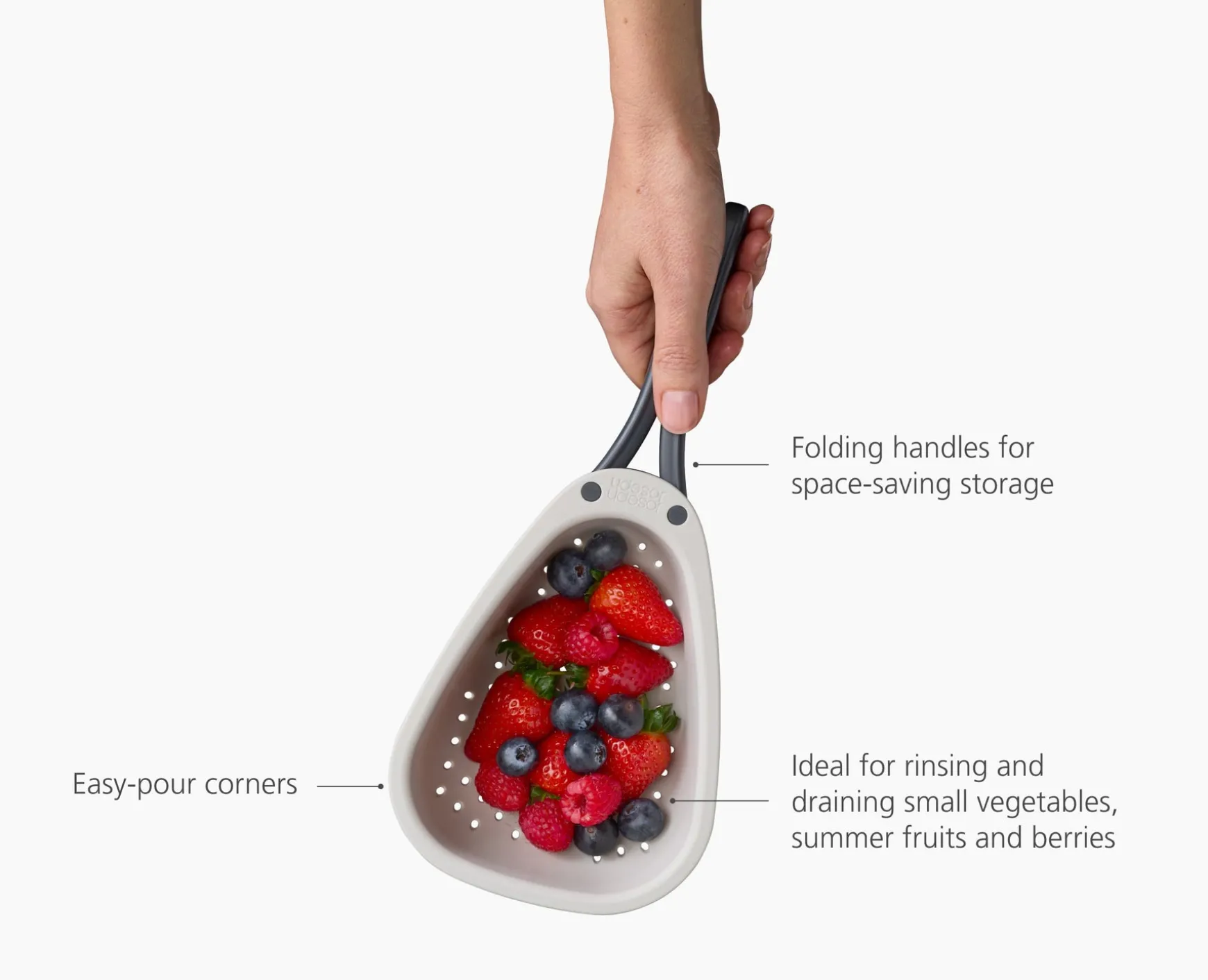 Joseph Joseph Droplet Mini White Colander with Folding Handle- Colanders & Strainers