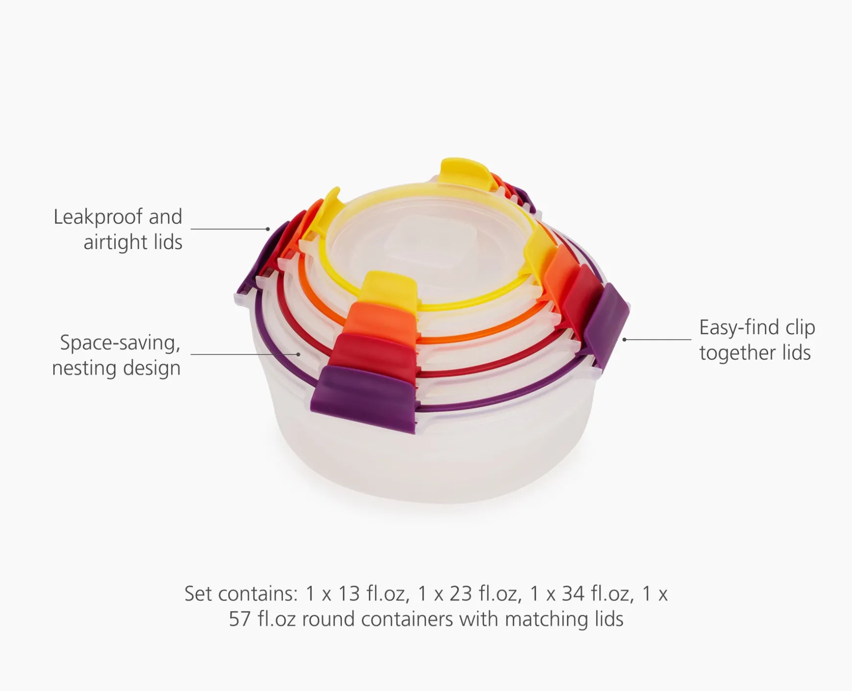 Joseph Joseph Nest™ Lock 8-Piece Round Container Set- Lunch Boxes & Containers