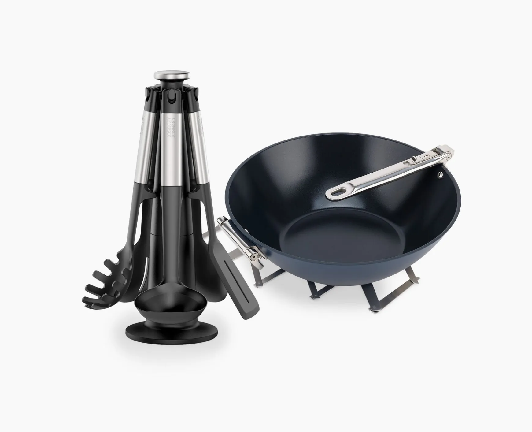 Joseph Joseph 3-piece Wok, Trivet & Utensil Set- Kitchen Utensils & Gadgets