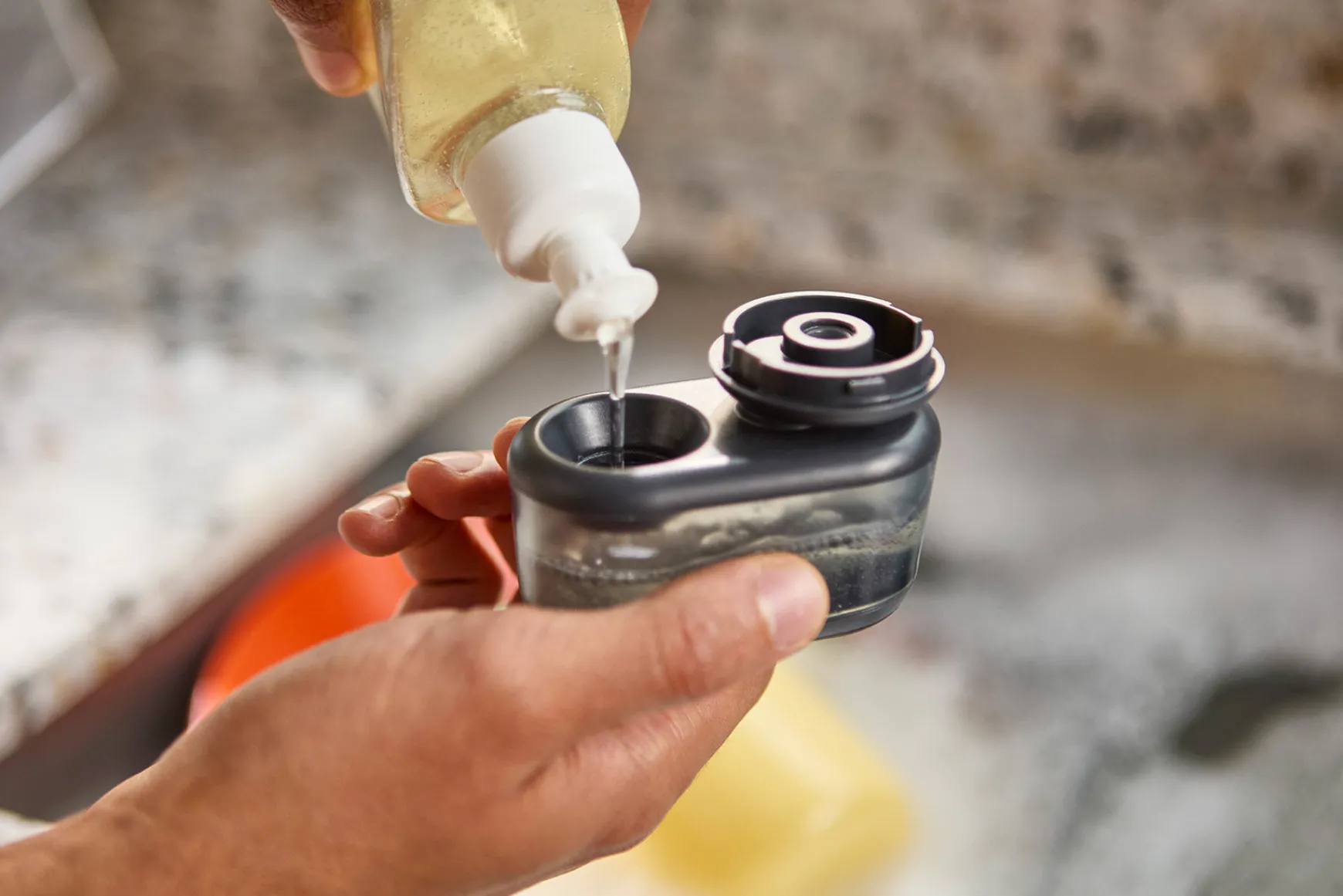 Joseph Joseph SinkTech™ Compact Soap Dispensing Dish Brush with Steel Stand- Dish Brushes & Scrubbers