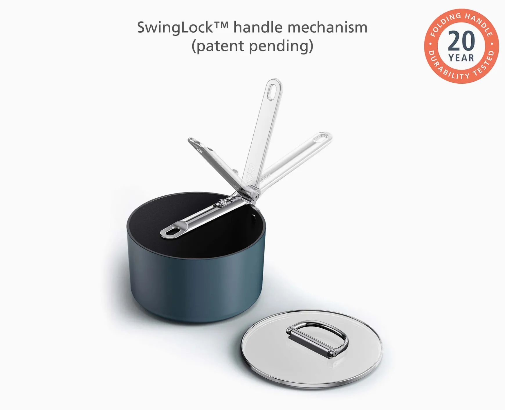 Joseph Joseph Space Folding Handle Ceramic Non-stick 2.9 Qt. Saucepan & Lid- Pots & Pans