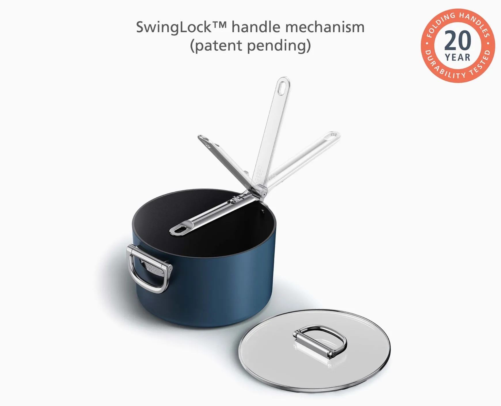 Joseph Joseph Space Folding Handle Ceramic Non-stick 5.4 Qt. Saucepan & Lid- Pots & Pans