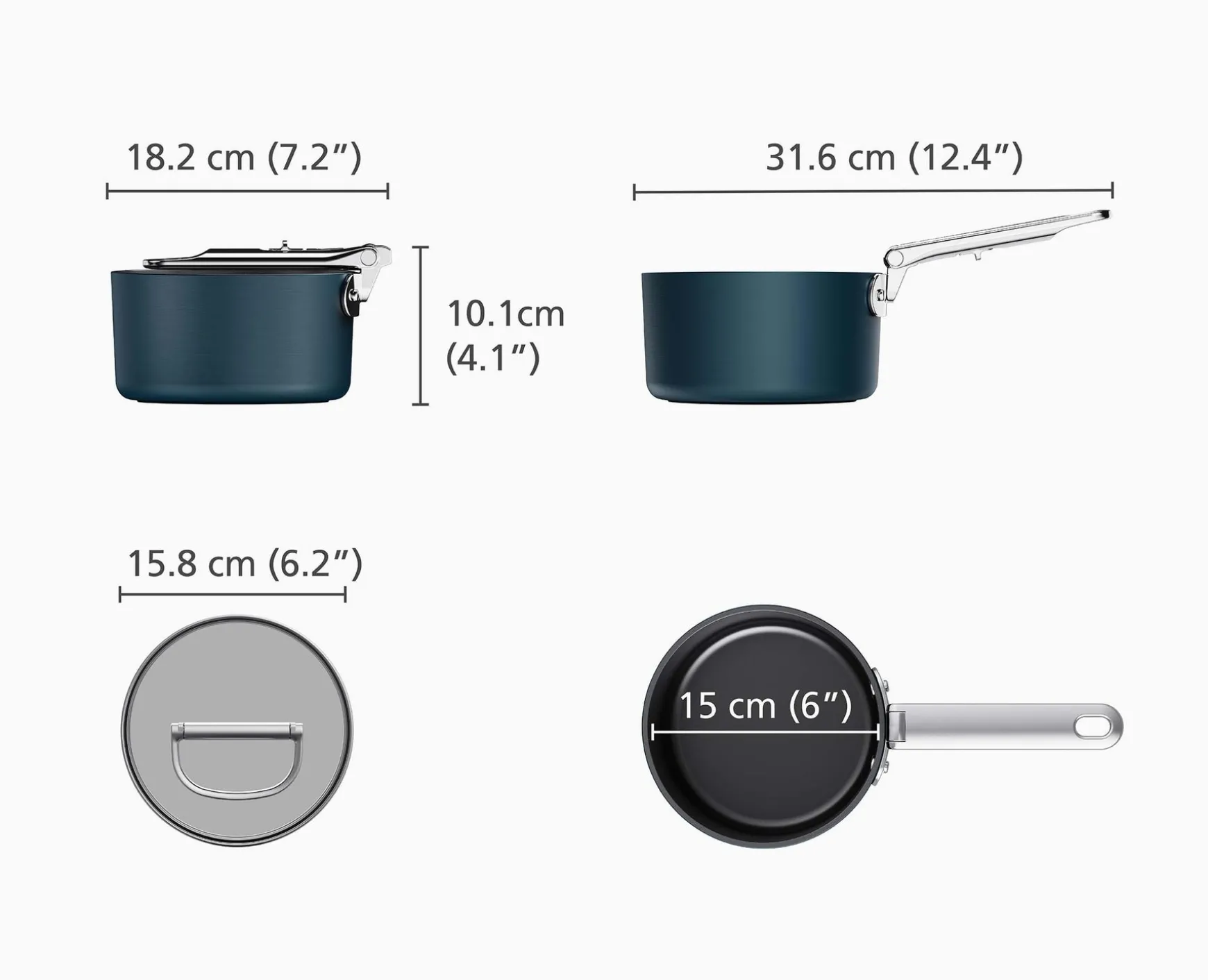 Joseph Joseph Space Folding Handle Ceramic Non-stick 1.4 Qt. Saucepan & Lid- Pots & Pans