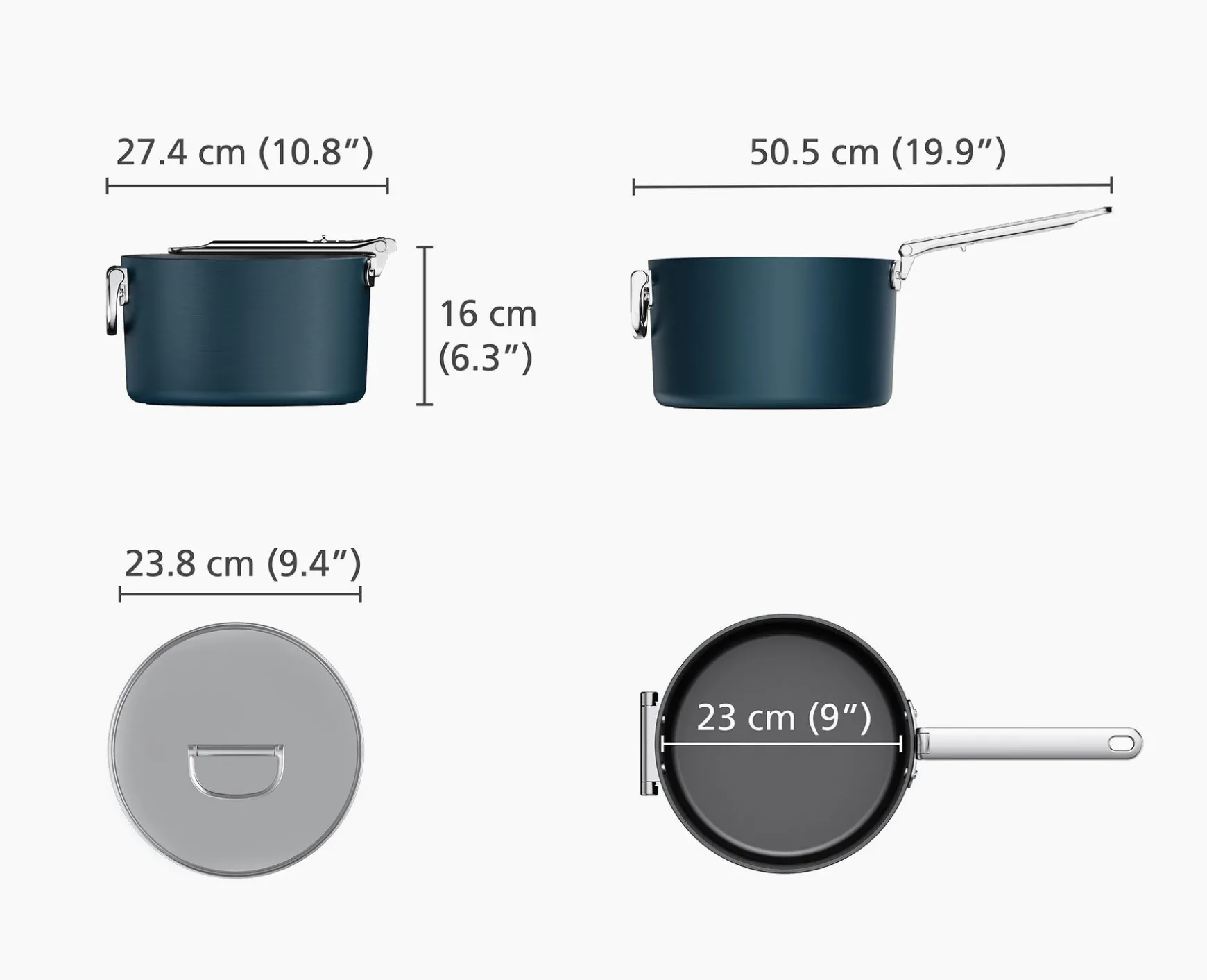 Joseph Joseph Space Folding Handle Ceramic Non-stick 5.4 Qt. Saucepan & Lid- Pots & Pans