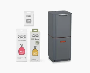 Joseph Joseph Totem Compact 40L Waste & Recycling Trash Can Starter Set- Dual Compartment Trash Cans