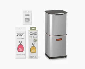 Joseph Joseph Totem Compact 40L Waste & Recycling Trash Can Starter Set- Dual Compartment Trash Cans
