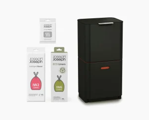 Joseph Joseph Totem Max 60L Waste & Recycling Trash Can Starter Set- Dual Compartment Trash Cans