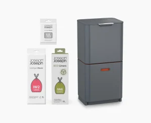 Joseph Joseph Totem Max 60L Waste & Recycling Bin Starter Set- Dual Compartment Trash Cans